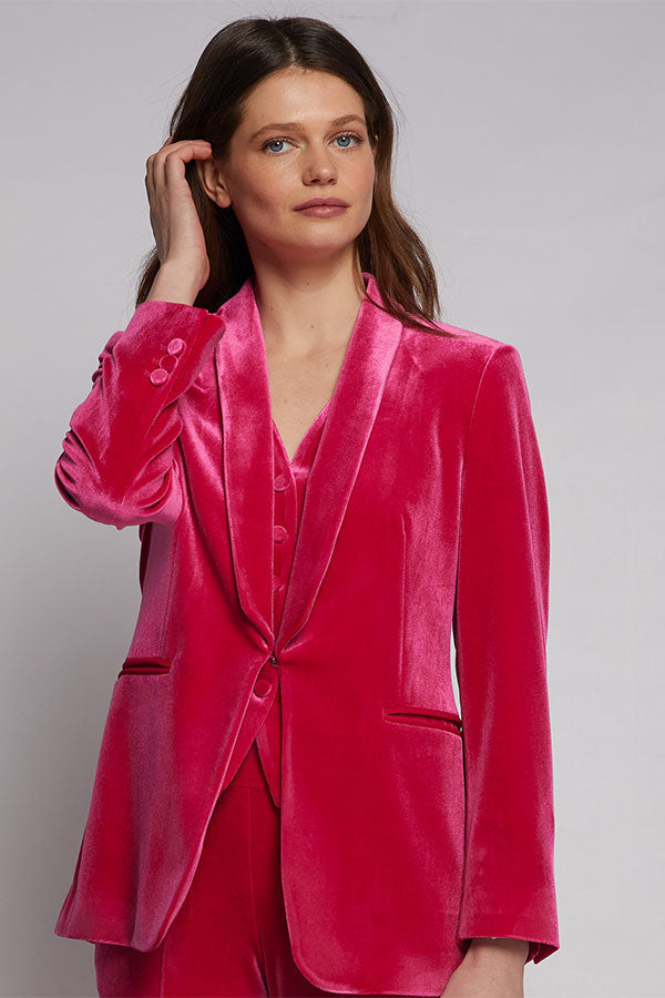 SMOKING PINK VELVET SMOKING JACKET