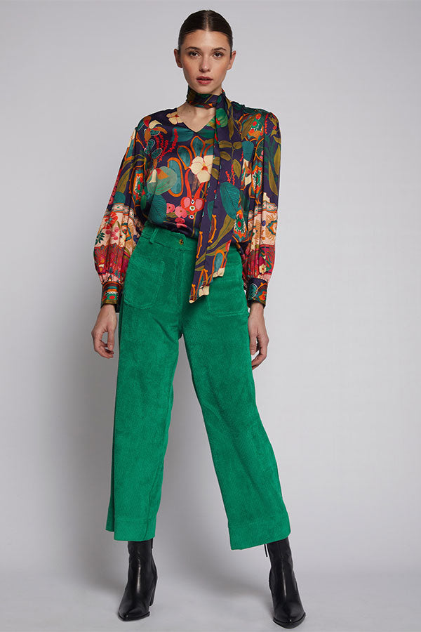 DORIN GREEN CORDUROY TROUSERS