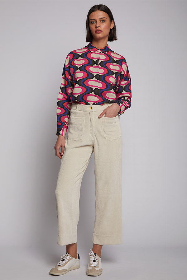 DORIN ECRU CORDUROY TROUSERS