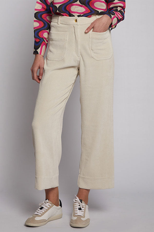 DORIN ECRU CORDUROY TROUSERS