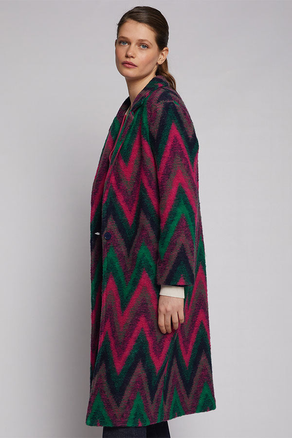 YANA ITALIAN WOOL BLEND ZIGZAG COAT