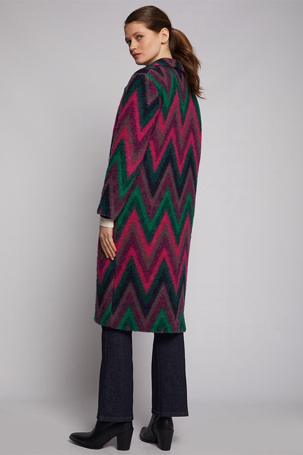 YANA ITALIAN WOOL BLEND ZIGZAG COAT