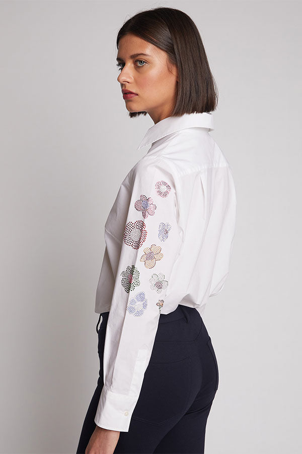 MAFALDA STRASS WHITE POPLIN SHIRT