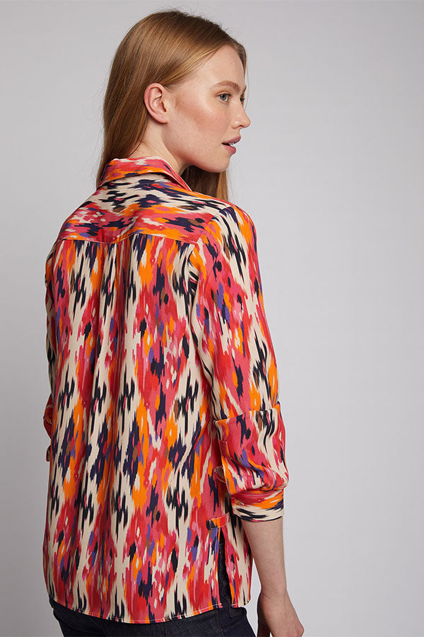 IRINA ORANGE PINK IKAT SHIRT