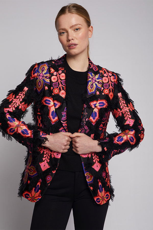 SOPHIA FRINGES NEON JACQUARD JACKET