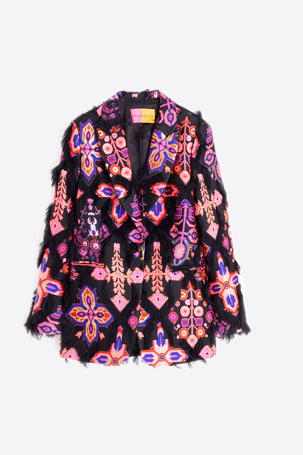 SOPHIA FRINGES NEON JACQUARD JACKET