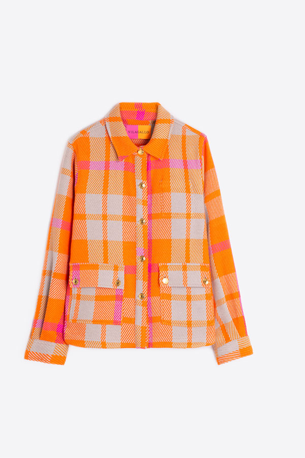 OLIVIA PINK ORANGE SHIRT JACKET