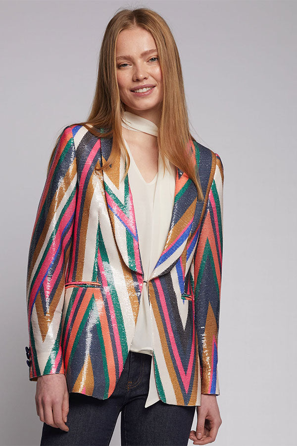 SEQUINS MULTICOLOUR ZIGZAG SMOKING JACKET