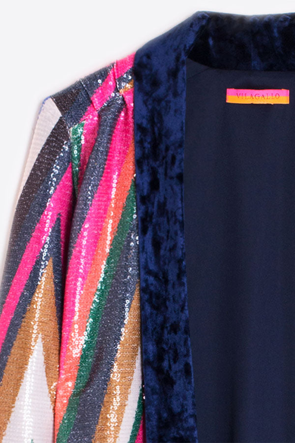 LUNA MULTICOLOUR SEQUINS ZIGZAG COAT