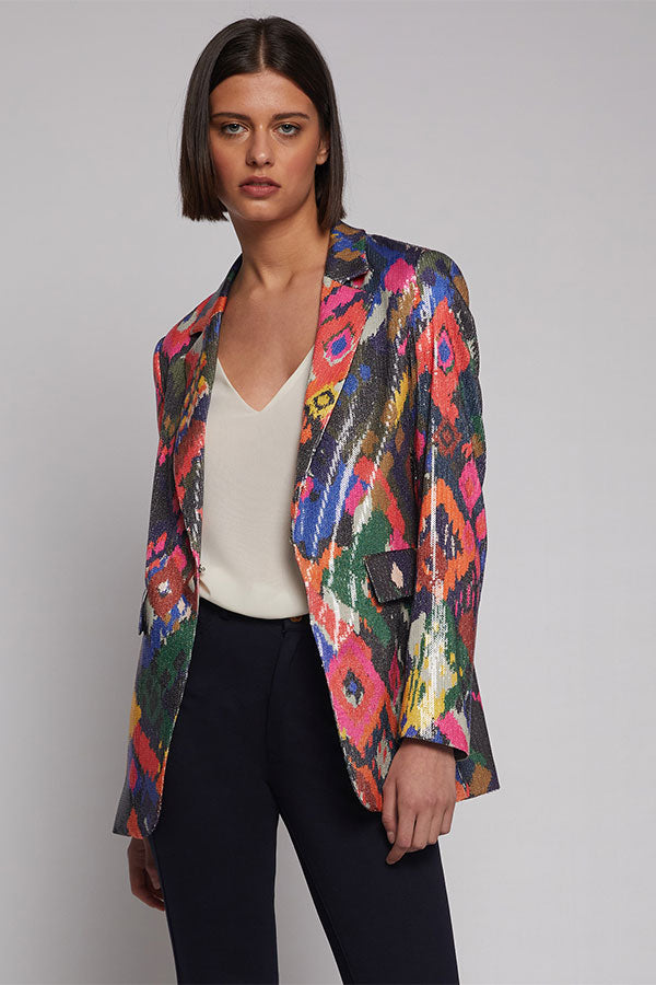 ANDREA IKAT SEQUINS PRINT JACKET