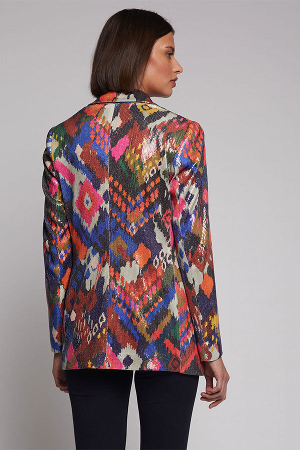 ANDREA IKAT SEQUINS PRINT JACKET