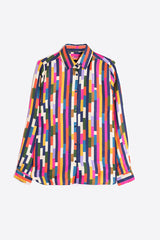 ISABELLA GEOMETRIC SILK PRINT SHIRT