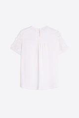 DARZIE WHITE EMBROIDERED FLOWER T-SHIRT