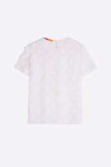 DARZIE WHITE EMBROIDERED FLOWER T-SHIRT