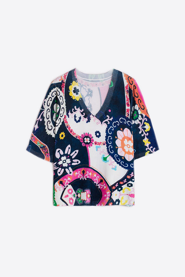 SUZANI LARGE FLORAL PRINT SWEATER