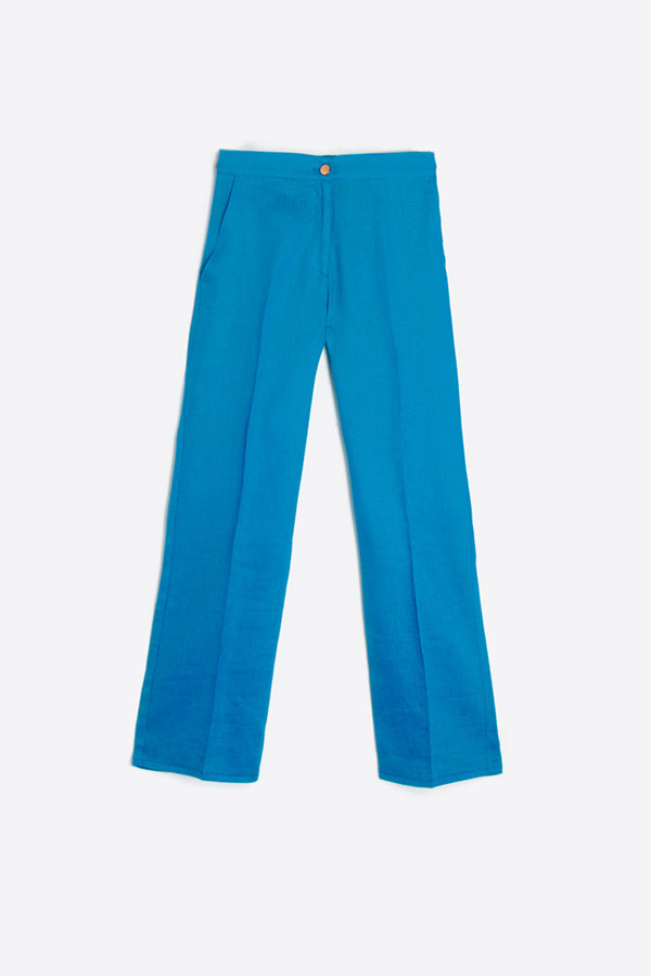 TIFFANY BLUE LINEN TROUSER