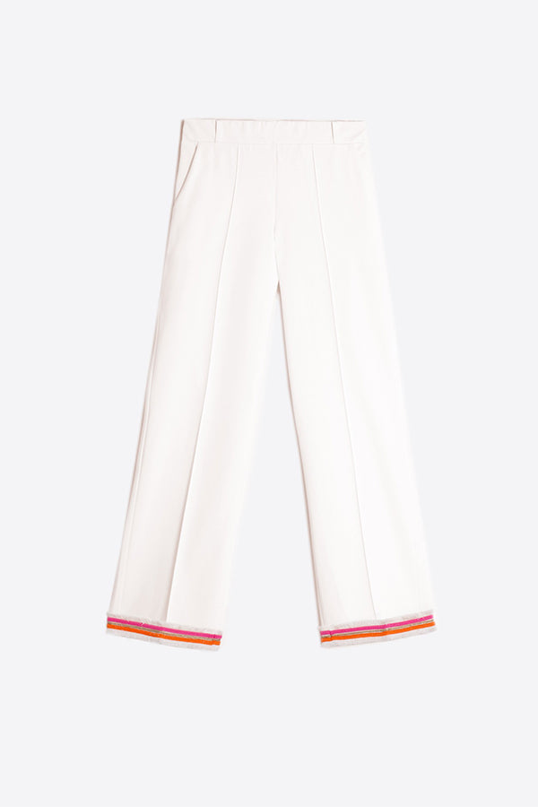 CAROLE FLUO TRIM WHITE KNIT PERFECT FIT TROUSER