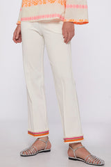 CAROLE FLUO TRIM WHITE KNIT PERFECT FIT TROUSER