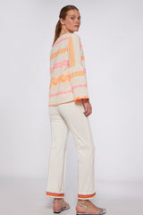 CAROLE FLUO TRIM WHITE KNIT PERFECT FIT TROUSER