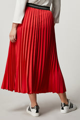 FALDA CREPE ENVERS SATIN PLEATED SKIRT