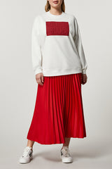 FALDA CREPE ENVERS SATIN PLEATED SKIRT