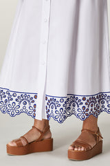 ALBINO BLUE BRODERIE ANGLAISE COTTON POPLIN SKIRT