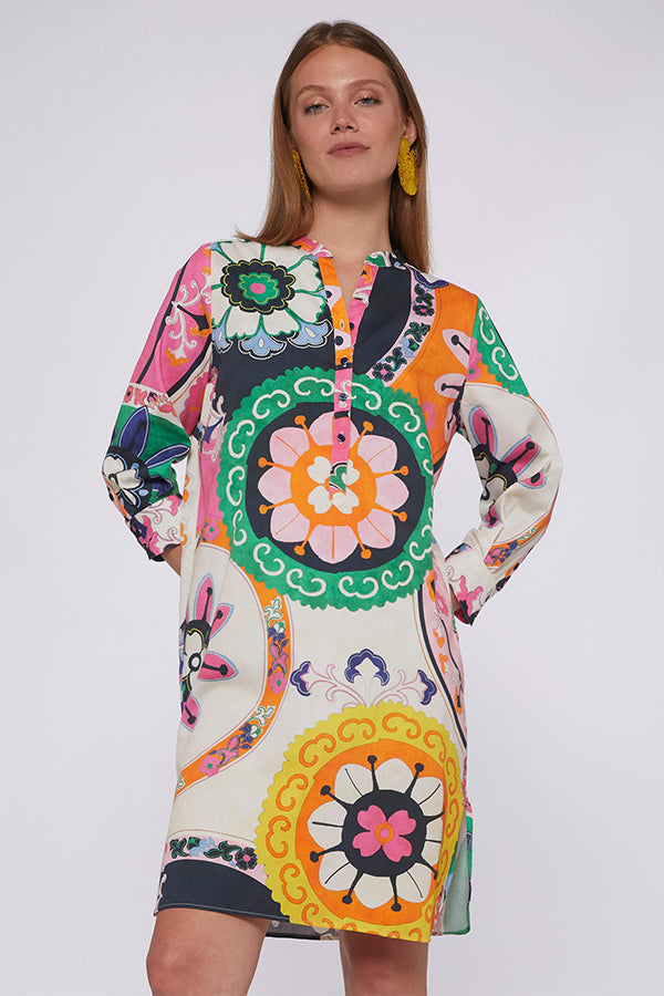 DANI SUZANI LARGE FLORAL PRINT COTTON DRESS