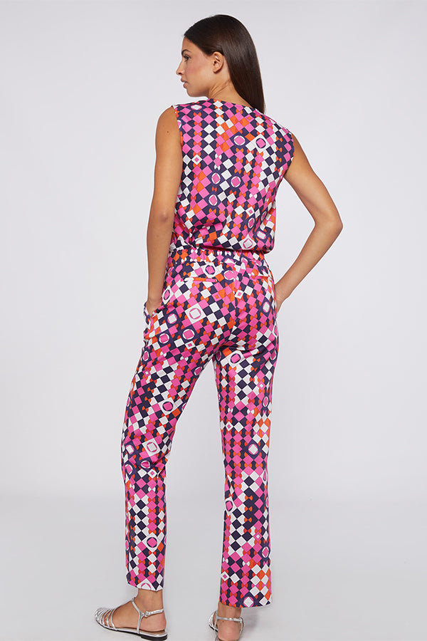 TIFFANY PINK NAVY GEOMETRIC TROUSER