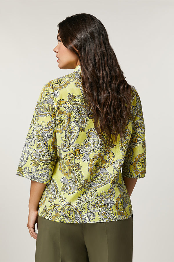 ARDENNE YELLOW PAISLEY PRINT COTTON MUSLIN SHIRT