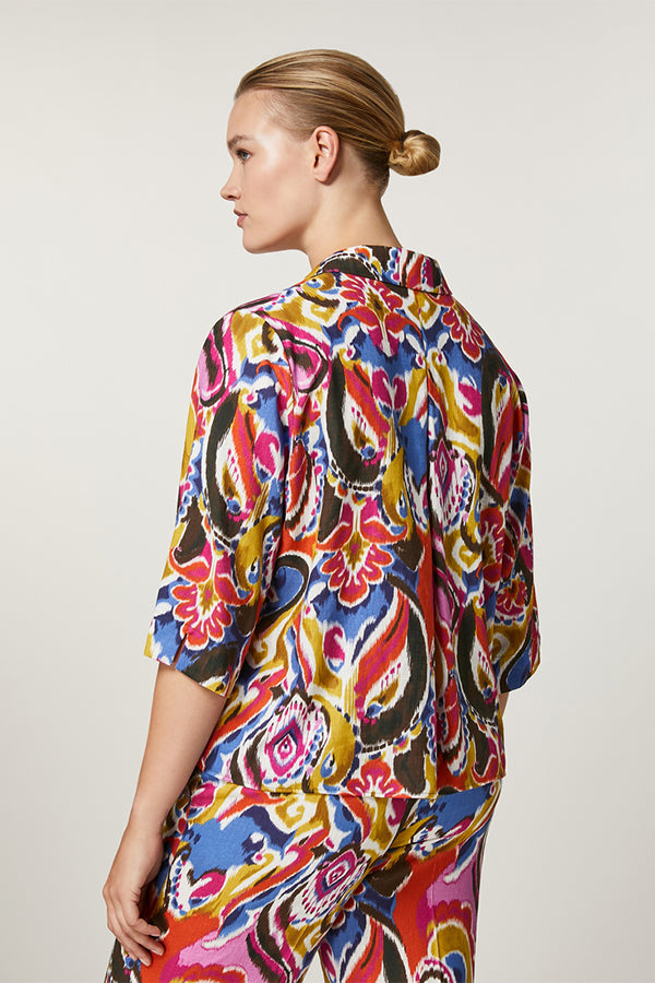 ZEFIR IKAT LINEN VISCOSE CANVAS SHIRT