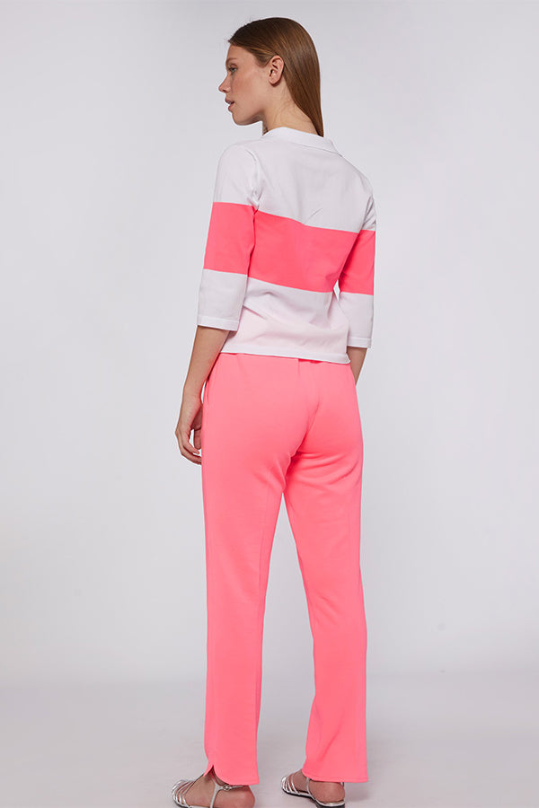 ORNELLA FLUOR PINK KNIT TROUSER