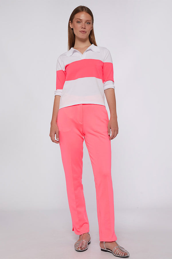 ORNELLA FLUOR PINK KNIT TROUSER