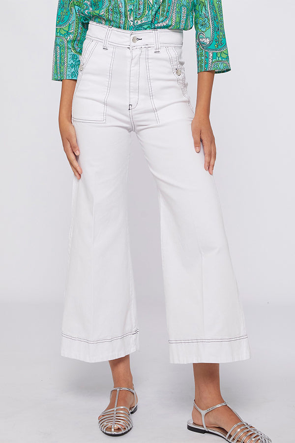 NOA WHITE HIGH WAIST WIDE LEG JEANS