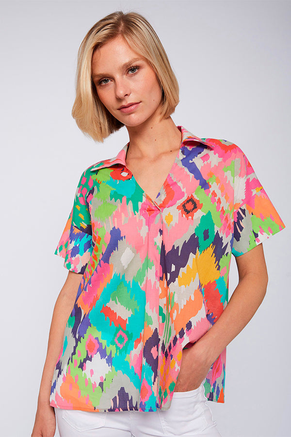 CHANTAL ACUARELA IKAT VOILE SHIRT