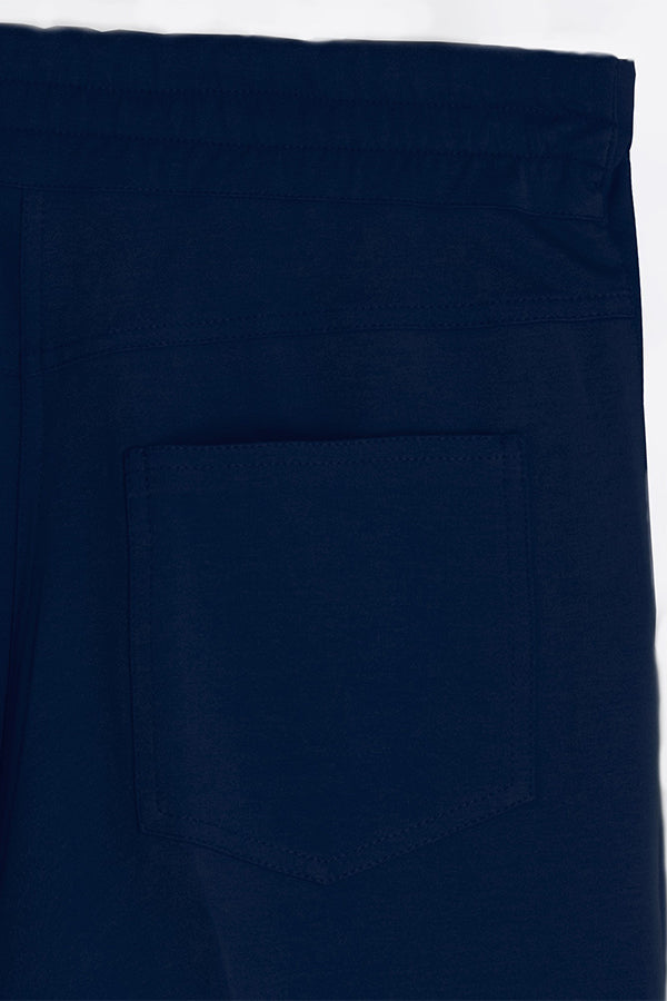 TEODORA SIDE BUTTONS NAVY KNIT PERFECT FIT TROUSER