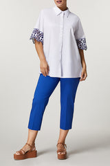 ARTELLO BLUE COTTON POPLIN TROUSERS