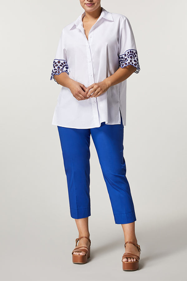 ARTELLO BLUE COTTON POPLIN TROUSERS