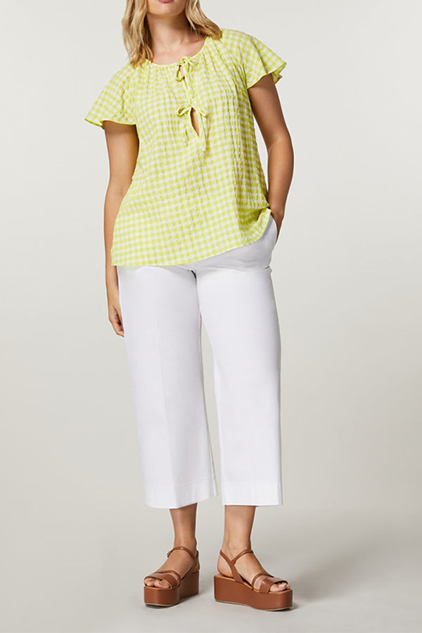 FLORES WHITE COTTON GABARDINE TROUSERS