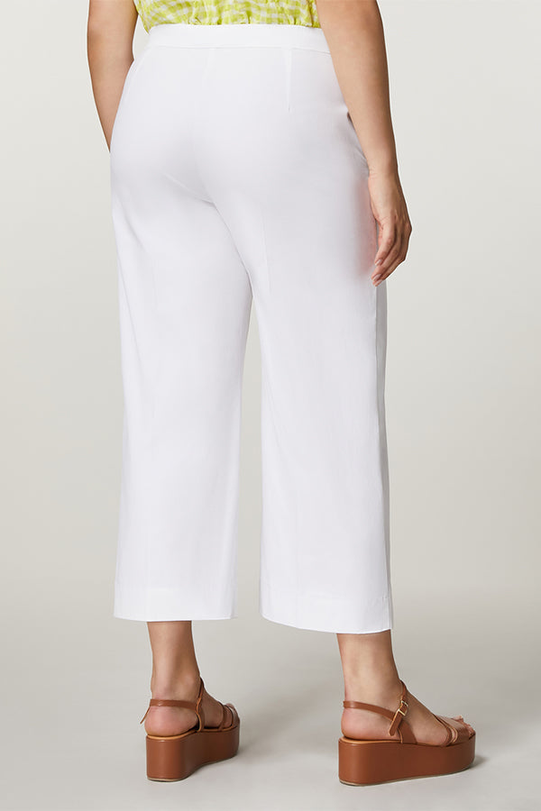 FLORES WHITE COTTON GABARDINE TROUSERS