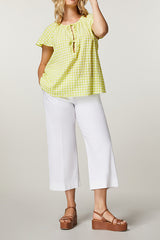 FLORES WHITE COTTON GABARDINE TROUSERS