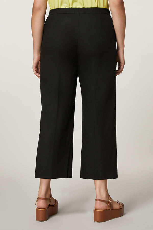 FLORES BLACK COTTON GABARDINE TROUSERS