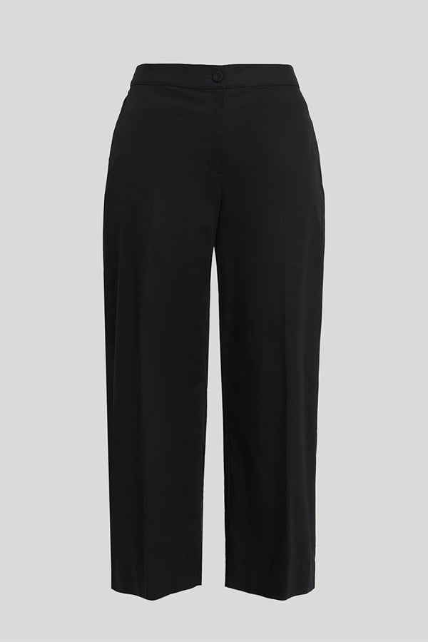 FLORES BLACK COTTON GABARDINE TROUSERS