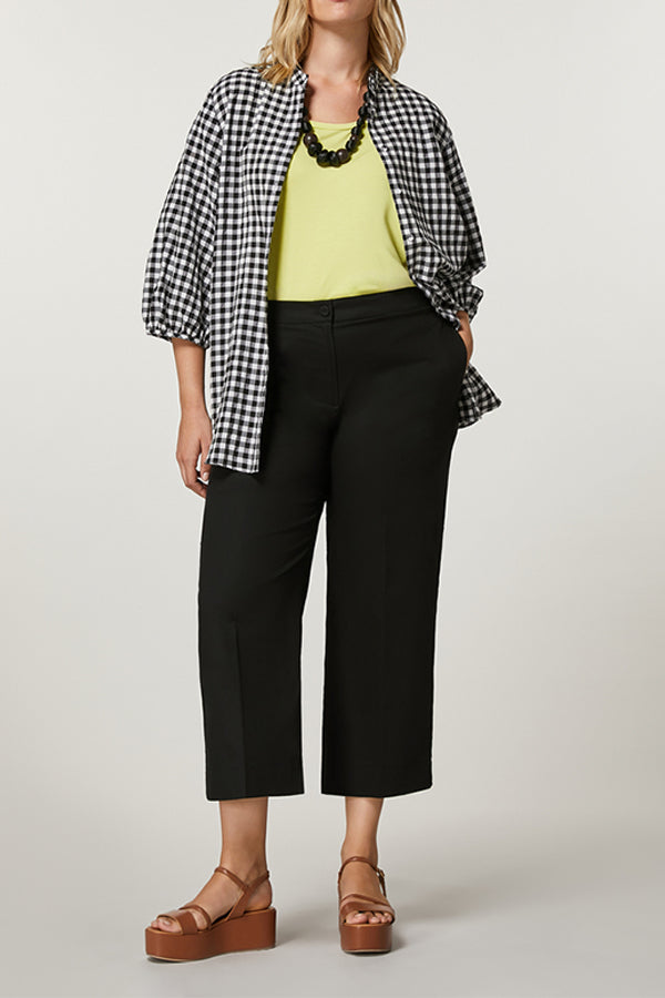 FLORES BLACK COTTON GABARDINE TROUSERS