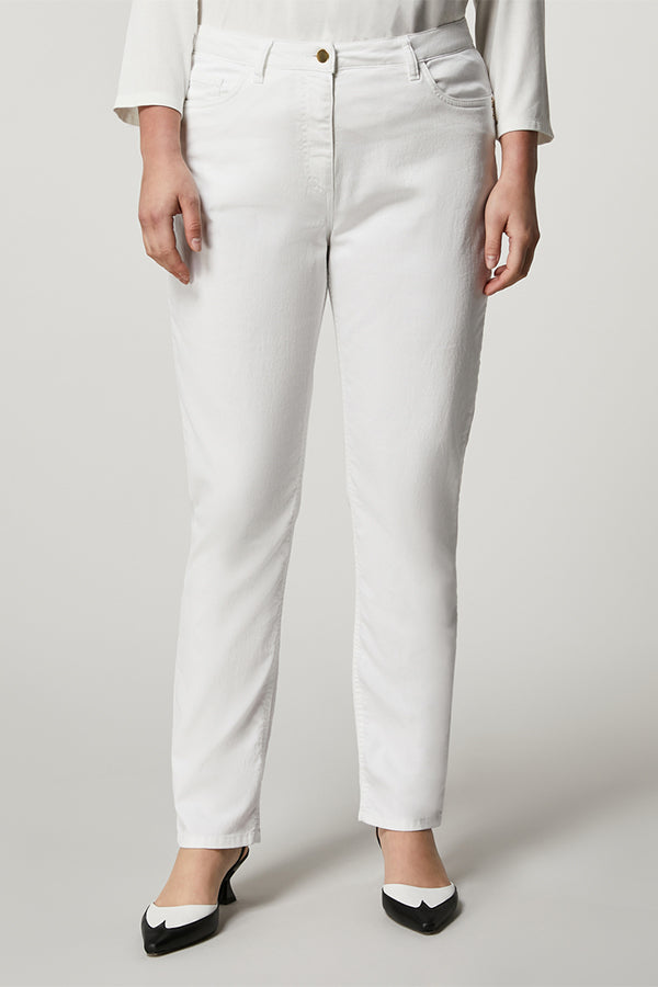 MAREMMA WHITE COTTON SLIM TROUSERS