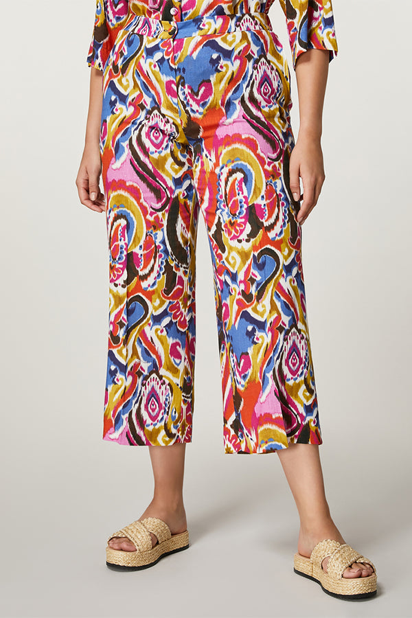 CONDOR IKAT VISCOSE LINEN TROUSERS