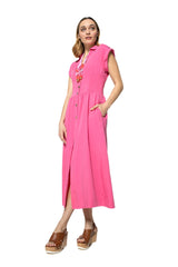 SOFT FIT SMOCKED TENCEL MIDI DRESS