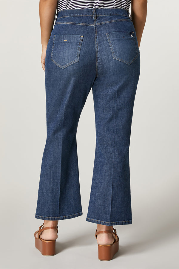 CALIPSO FLARED CROPPED COTTON DENIM JEANS