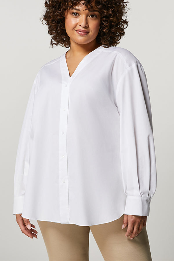 TEDESCO WHITE COTTON POPLIN TUNIC