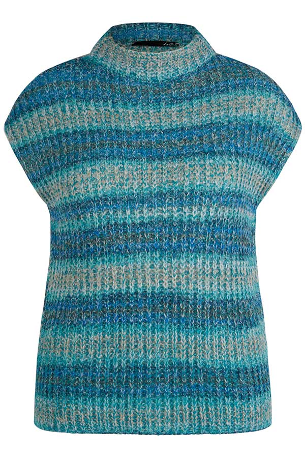 TEAL STRIPED SLEEVELESS PULLOVER