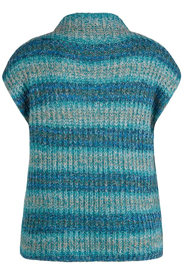 TEAL STRIPED SLEEVELESS PULLOVER